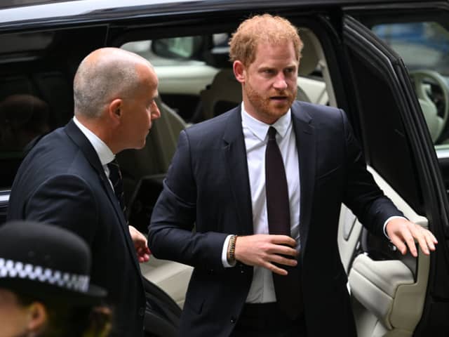 Prince Harry, Duke of Sussex arrives to give evidence at the Mirror Group Phone hacking trial at the Rolls Building at the High Court on June 6, 2023. (Photo by Leon Neal/Getty Images)