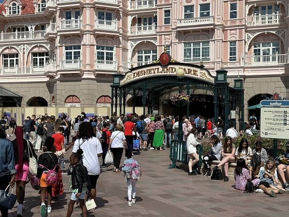 A view of Paris Disneyland while the visitors are on long queues during the workers’ strike in Paris, France on May 30, 2023. (Photo by Mohamad Salaheldin Abdelg Alsayed/Anadolu Agency via Getty Images)