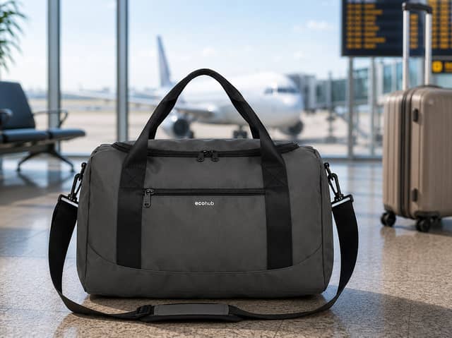 The ECOHUB cabin backpack is designed to fit Ryanair's free underseat allowance and is made using at least 50% recycled materials.