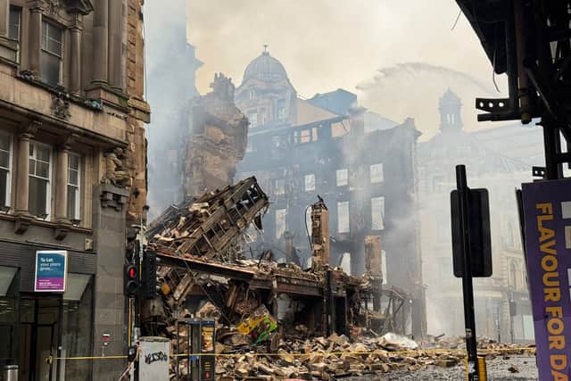 The fire caused a building adjacent to Glasgow Central station to collapse