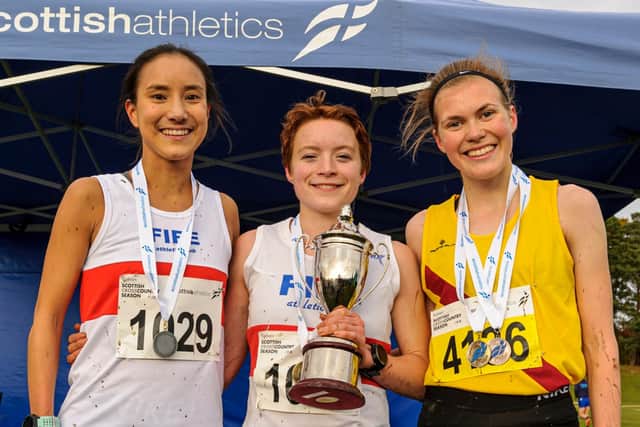 Jenny Selman (l) and Annabel Simpson (centre) on the podium at the same event.