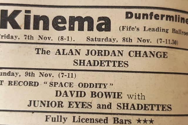 David Bowie plays at the Kinema in Dunfermline in 1969.