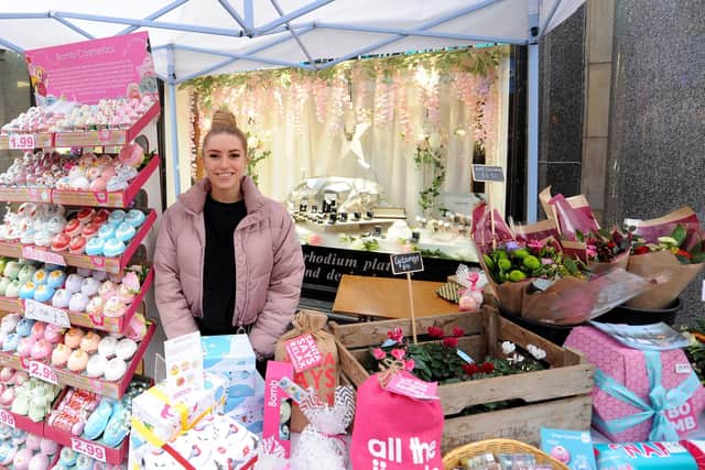 Poppy Canny selling her goods at the new market in Kirkcaldy. Pic:  Fife Photo Agency.