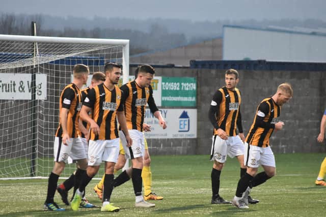 East Fife celebrate Anton Dowds' equaliser - but the joy was short lived. Pic by Kenny Mackay.