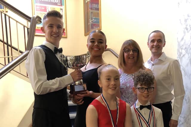 Kayden Byers (10), Evie Robertson (10), John Millar (16), Jennifer Ness (16), Andrew Miller and Fiona McLeod all competed in the Northern Trophy day at the Beach Ballroom in Aberdeen on October 27.
