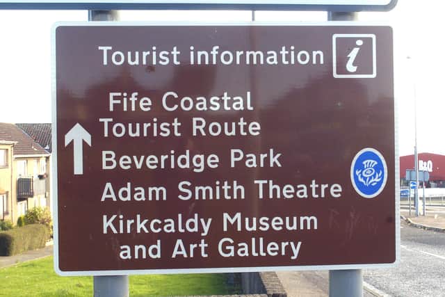 Kirkcaldy  Town road sign tourist information sign