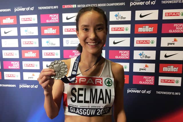 Jenny Selman with her silver medal at the British Indoor Championships