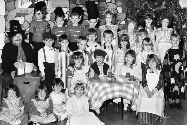 St. Marie's RC Primary School, Standish, with their Christmas play "Jack and the Beanstalk" in December 1986.
