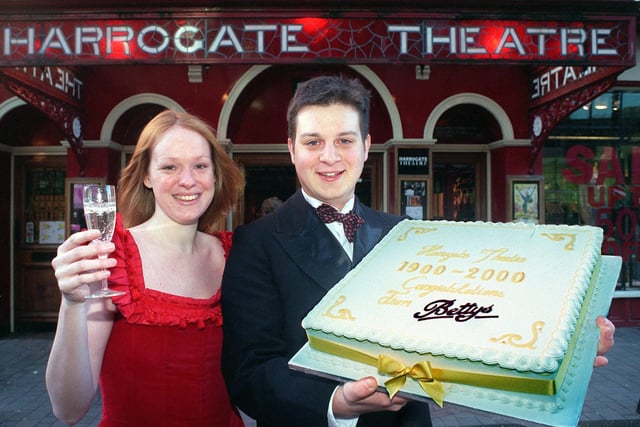 Liz Wilson, marketing assistant and Ben Bodoano, box office manager in costume for the 100th anniversary of Harrogate Theatre