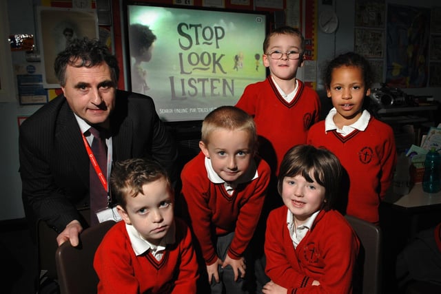 Andy Allen, acting assistant road safety manager with Wigan Council's Road Safety Unit, at the premiere of the new TV road safety advertisement at St Paul's CE Primary School, Goose Green, in 2008