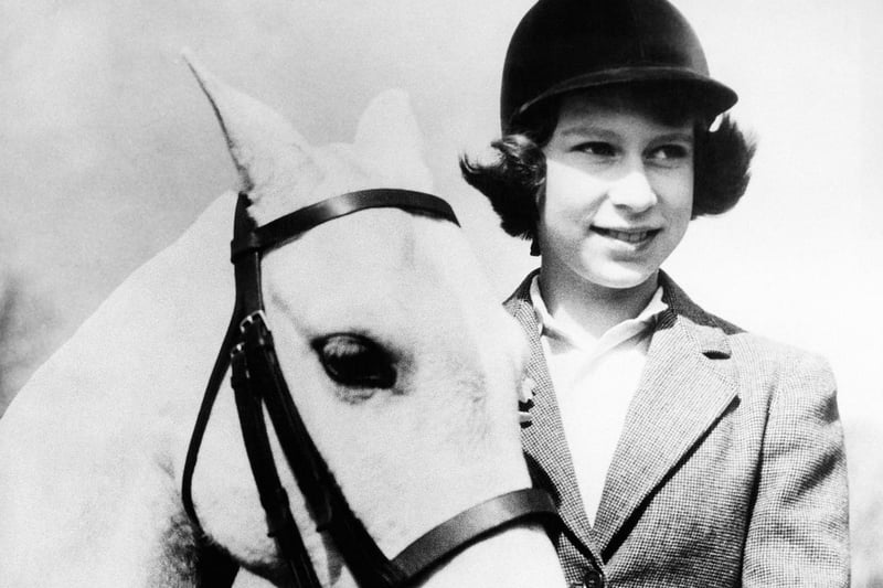 Princess Elizabeth with her white pony at Windsor in 1939
