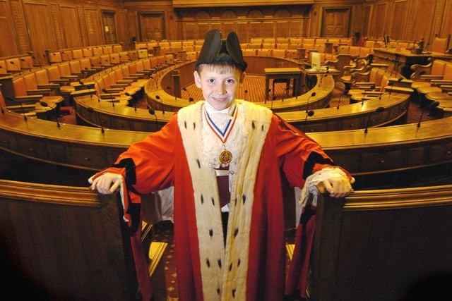 This is Garforth Community College pupil Edward Addison who was selected as Lord Mayor of Leeds for the day. He is pictured in the council chambers.