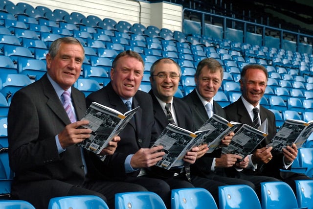Author David Saffer (centre) with Leeds United legends, from left, Norman Hunter, Mick Jones, Allan Clarke and Paul Reaney, who are pictured at Elland Road with copies of the book 'Boys of 72'