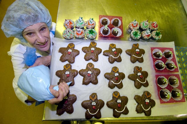 This is Joyce Flynn, Senior Operative Confectionary for Greggs Bakers at Bramley who was icing thousands of cakes and buns in readiness for the Christmas period.