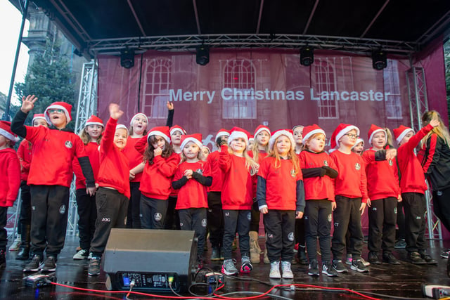 The Performance Studios Perform at the Lancaster Christmas Light Switch-On Event, Market Square 28.11.2021. Picture by Anthony Farran.