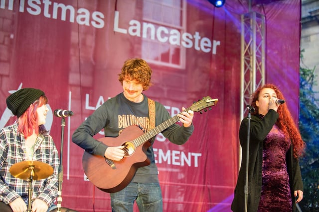 The Beets Perform at the Lancaster Christmas Light Switch-On Event, Market Square 28.11.2021. Picture by Anthony Farran,.
