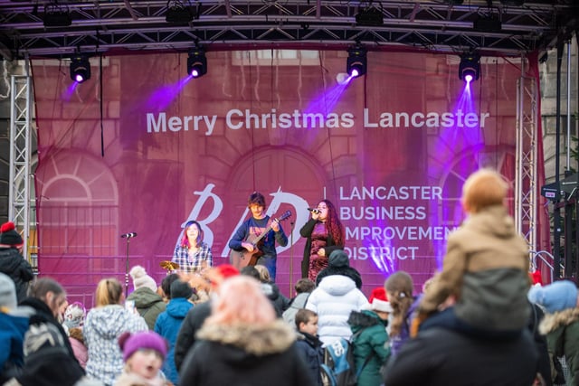 The Beets Perform at the Lancaster Christmas Light Switch-On Event, Market Square 28.11.2021. Picture by Anthony Farran.