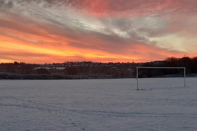 Rodley Cricket and Football pitches looking towards Bramley and Leeds/Bradford Road.