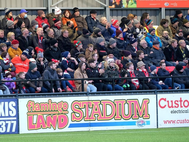 The fans watch the Scarborough Athletic v Morpeth Town game.
Photo by Richard Ponter