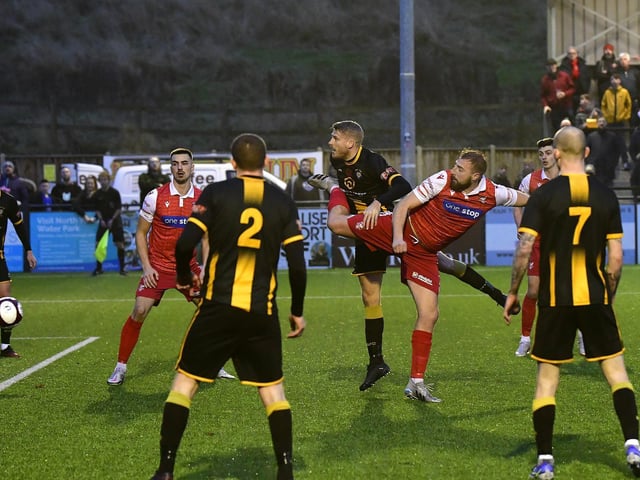 Jake Day looks to win the ball for Boro against Morpeth Town


Photo by Richard Ponter