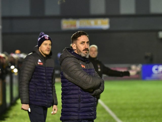 Boro boss Jono Greening watches the festive clash v Morpeth Town.

Photo by Richard Ponter