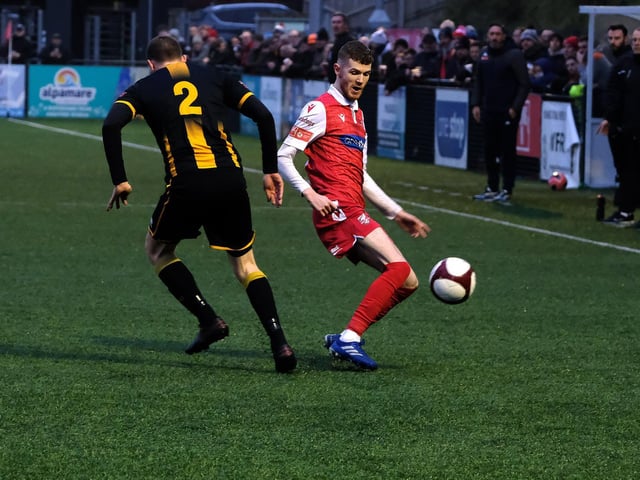 Kieran Glynn in action for Scarborough Athletic v Morpeth Town.
Photo by Richard Ponter