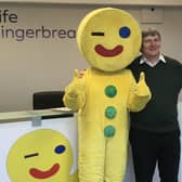 Glenrothes MP Peter Grant with Fife Gingerbread mascot Gingey