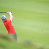 Connor Syme plays his second shot on the third hole during day two of the Oman Open. Pic Warren Little/Getty