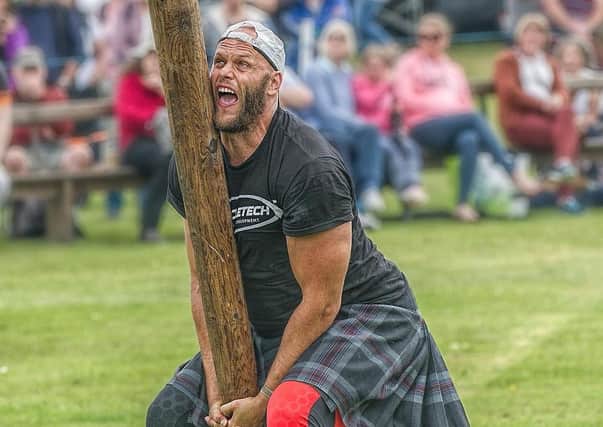 Vlad Tulacek tossing the caber at the 2018 Markinch Highland Games (picture: Nige Hutchsion)