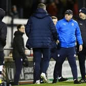 Raith Rovers manager John McGlynn shakes hands with Falkirk co-manager David McCracken after the recent 1-1 draw at Stark's Park. Pic: Michael Gillen