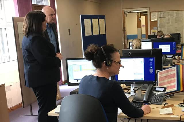 Nicky Connor, Director of Fife's Health & Social Care visiting the new virtual hub team.