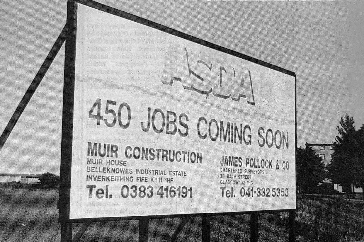 Asda Road Sign Nostalgia 1986: Asda in Kirkcaldy and a road sign branded ‘a monstrosity’