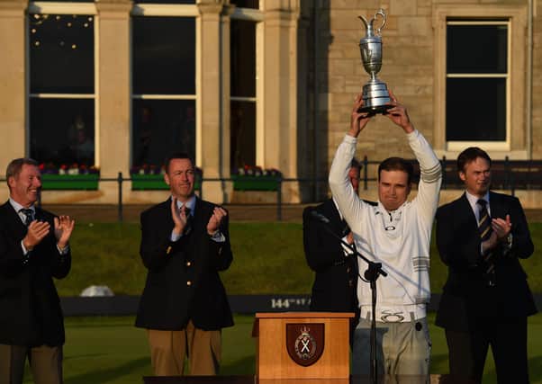 Zach Johnson lifts the Claret Jug the last time the Open was held in St Andrews in 2015. (Photo by Stuart Franklin/Getty Images)
