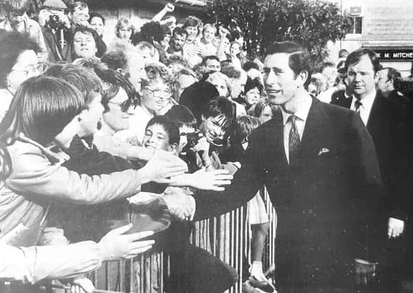 Prince Charles in Kirkcaldy 1985 after a visit to Abbeyfield House residents' home.