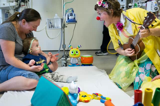 The clowndoctors bring smiles to the faces of young patients. Pic: Eoin Carey