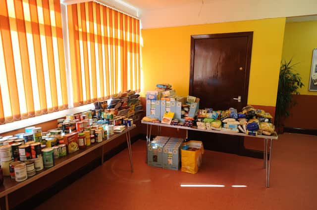 Dried and tinned goods
 for Kirkcaldy Foodbank.  Pic: Fife Photo Agency