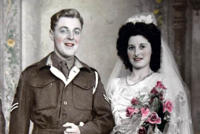 Allan and Isa Mason on their wedding day in June 1945.