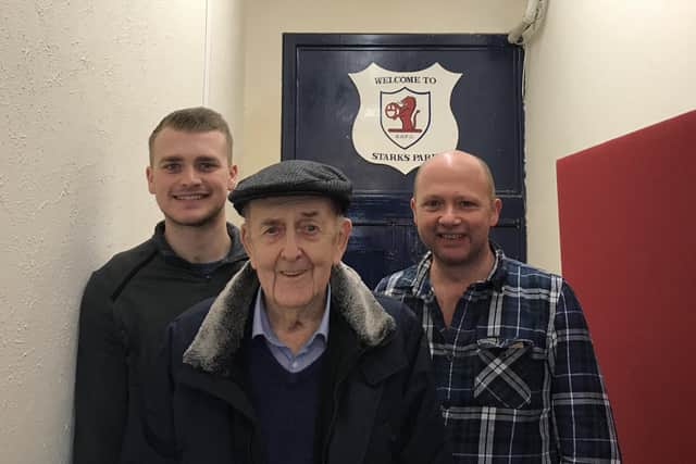 Bob with grandson Gregor and son Robert on their trip to Stark's Park.