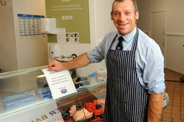 Kevin McArthur, butcher at Puddledub's shop on Kirkcaldy High Street.  Pic: Fife Photo Agency.