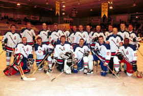 Players line up for Mark Morrison's testimonial game in 2001.