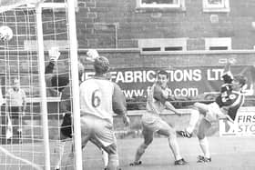 Craig Dargo scores against Ayr United during the 5-1 win for Raith Rovers in September 1999.