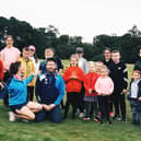 Some of the youngsters who were involved in the filming for ‘The Adventures of Lloyd and Fifi’  at Dunnikier Park.
