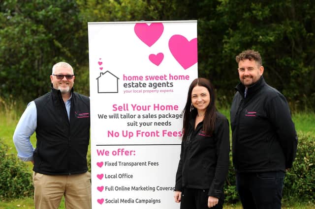 Scott Galloway with founders of the Home Sweet Home brand Alex Mackenzie & Ross Edwards. Pic: Fife Photo Agency