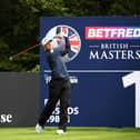 Calum Hill plays his tee shot on the first hole during day 1 of the Betfred British Masters at Close House Golf Club on July 22, 2020 in Newcastle upon Tyne, England. (Photo by Ross Kinnaird/Getty Images)
