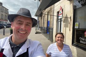 Burntisland butcher Tom Courts with Scottish comedian and television presenter Susan Calman. Tom's business will be featuring in a new channel 5 series.