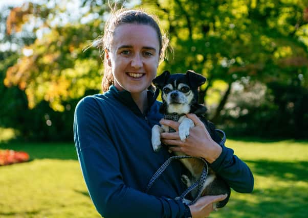 Laura Muir with her dog Dollie (picture by Toby Leary for YuMOVE Wagletics)