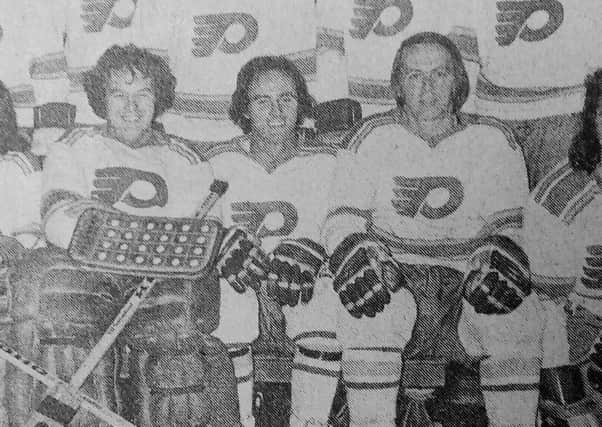 Fife Flyers in 1974  with Norrie Boreham pictured centre, with Les Lovell to his left.