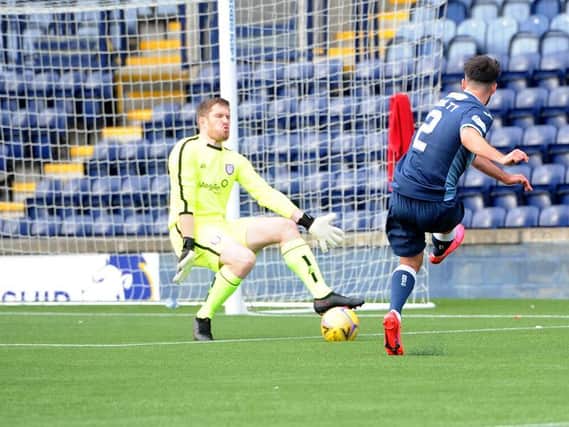 Reghan Tumilty finds the net for Raith as last season's League One champions made a real impression on opening day. Picture by Walter Neilson (FPA)