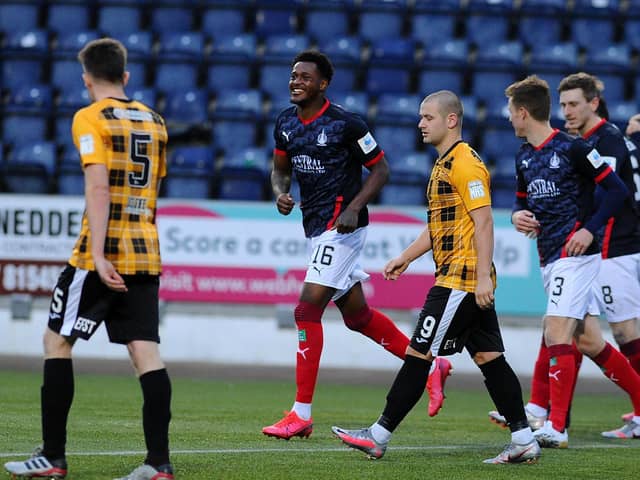 East Fife are left cursing their luck after Akeel Francis doubles Falkirk's lead. Picture by Michael Gillen.