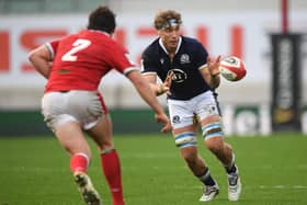 Jamie Ritchie in action during the 2020 Guinness Six Nations match between Wales and Scotland  in Llanelli, Wales. (Photo by Stu Forster/Getty Images)